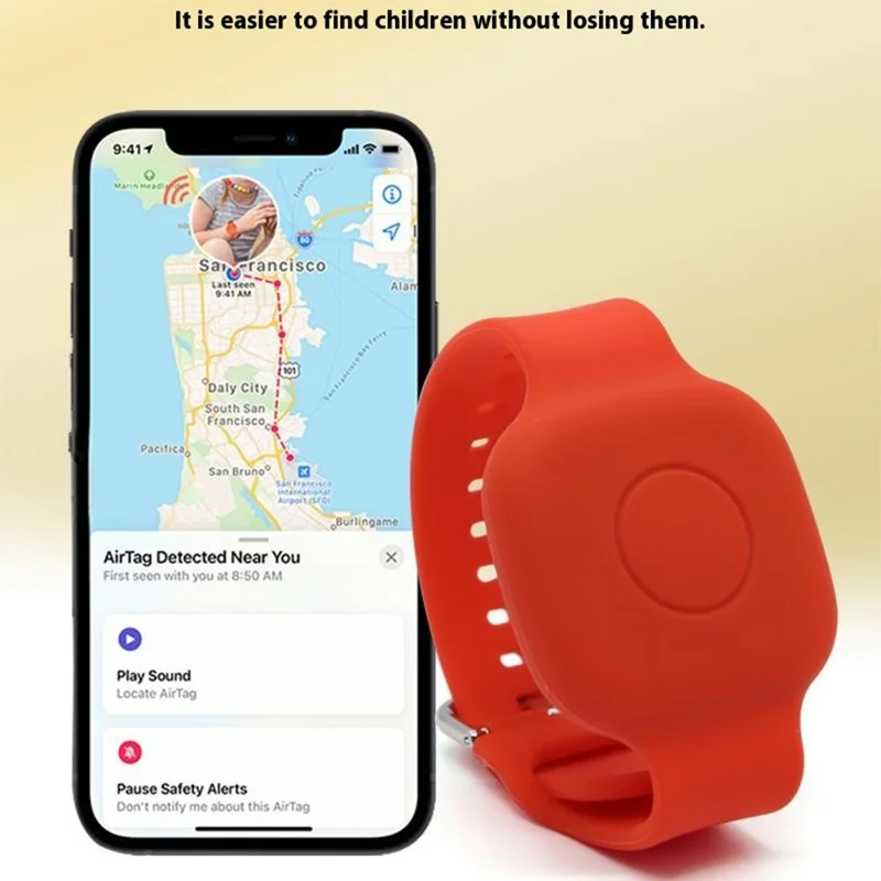 For Tile Mate (2024) Silicone Case Waterproof Adjustable Children Wrist Band Smart Tracker Watch Strap - Red