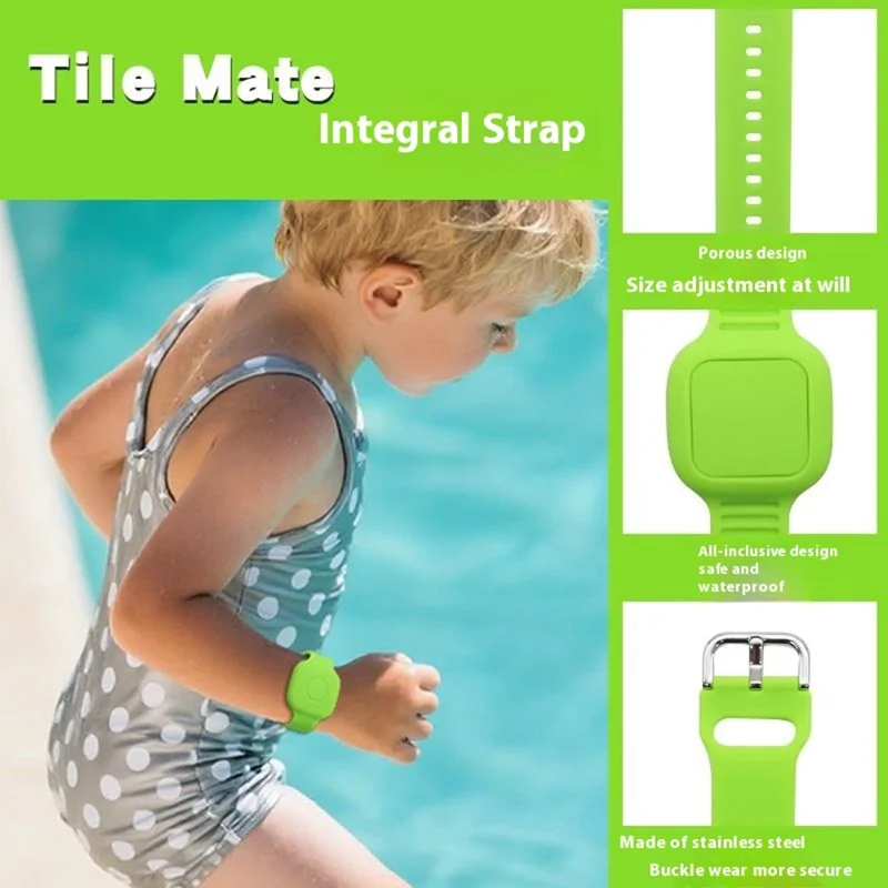 For Tile Mate (2024) Silicone Case Waterproof Adjustable Children Wrist Band Smart Tracker Watch Strap - Red