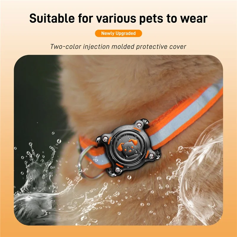 Capa Protetora para AirTag Tracker Versão Mini Compatível com Coleira de Animal de Pequeno Porte com Película Frontal + Traseira - Preto / Branco