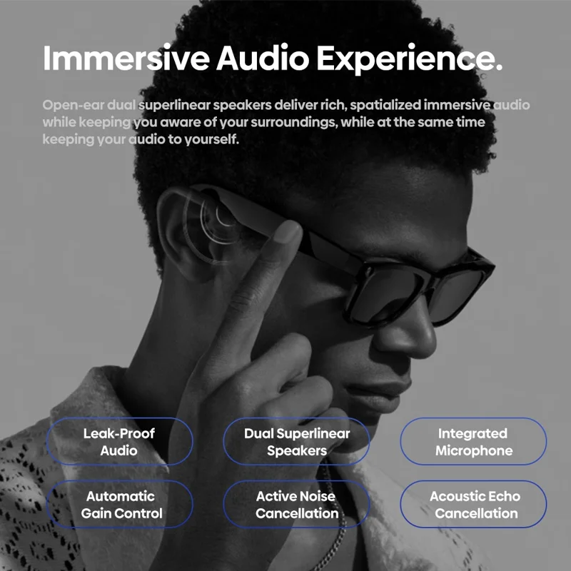 ZEBLAZE AI Translation Eyewear HD Photo Video Calling Smart Glasses with Camera Intelligent Eyewear - Transparent Lens