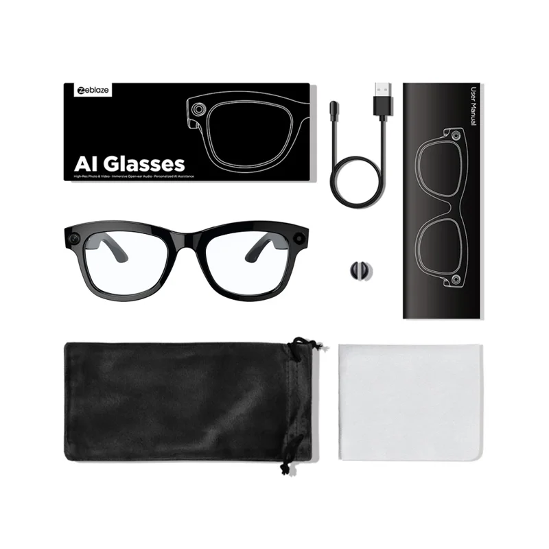 ZEBLAZE AI Translation Eyewear HD Photo Video Calling Smart Glasses with Camera Intelligent Eyewear - Transparent Lens