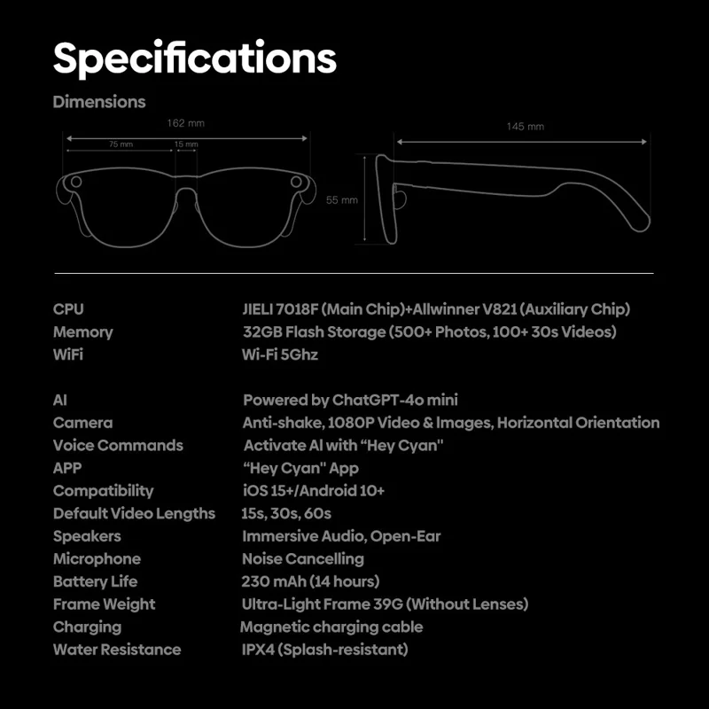 ZEBLAZE AI Translation Eyewear HD Photo Video Calling Smart Glasses with Camera Intelligent Eyewear - Transparent Lens