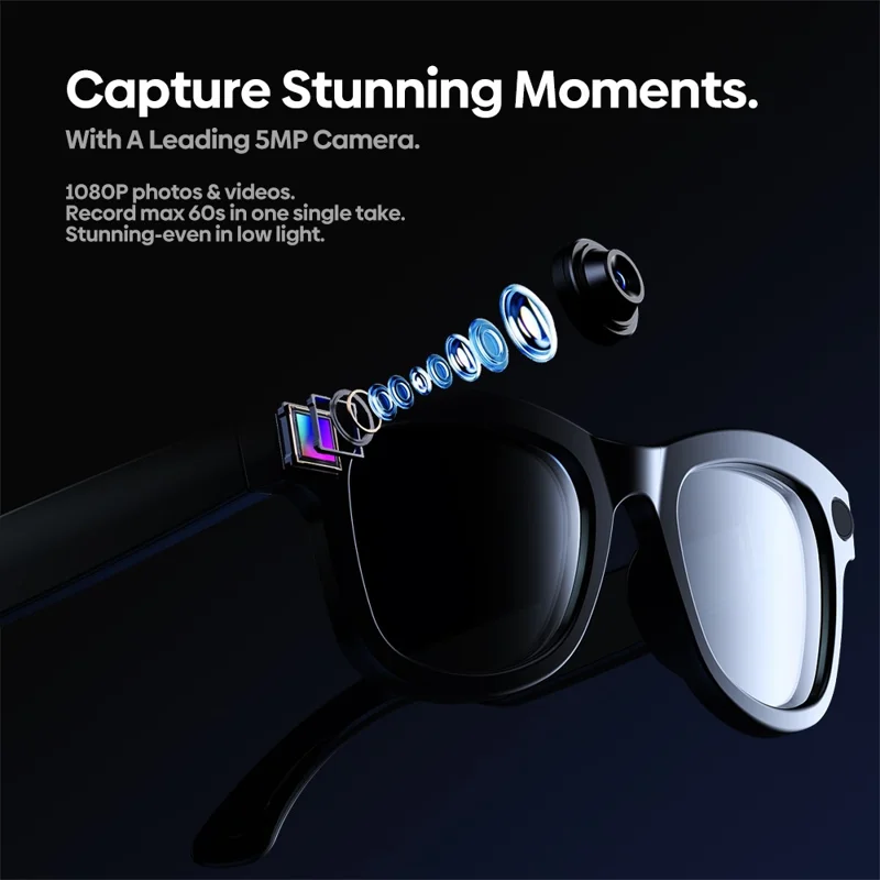 ZEBLAZE AI Translation Eyewear HD Photo Video Calling Smart Glasses with Camera Intelligent Eyewear - Transparent Lens