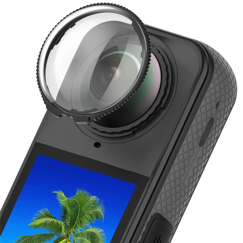 2 Peças Protetor de Lente para Insta360 X5 Tampa de Lente de Vidro Óptico Acessórios para Câmera de Ação - Preto