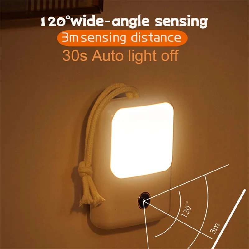 WD-005 Lampe de nuit LED magnétique sans fil avec détecteur de mouvement intelligent pour armoire / escaliers / couloir - Blanc