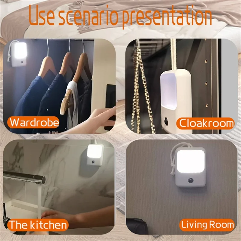 WD-005 Lampe de nuit LED magnétique sans fil avec détecteur de mouvement intelligent pour armoire / escaliers / couloir - Blanc