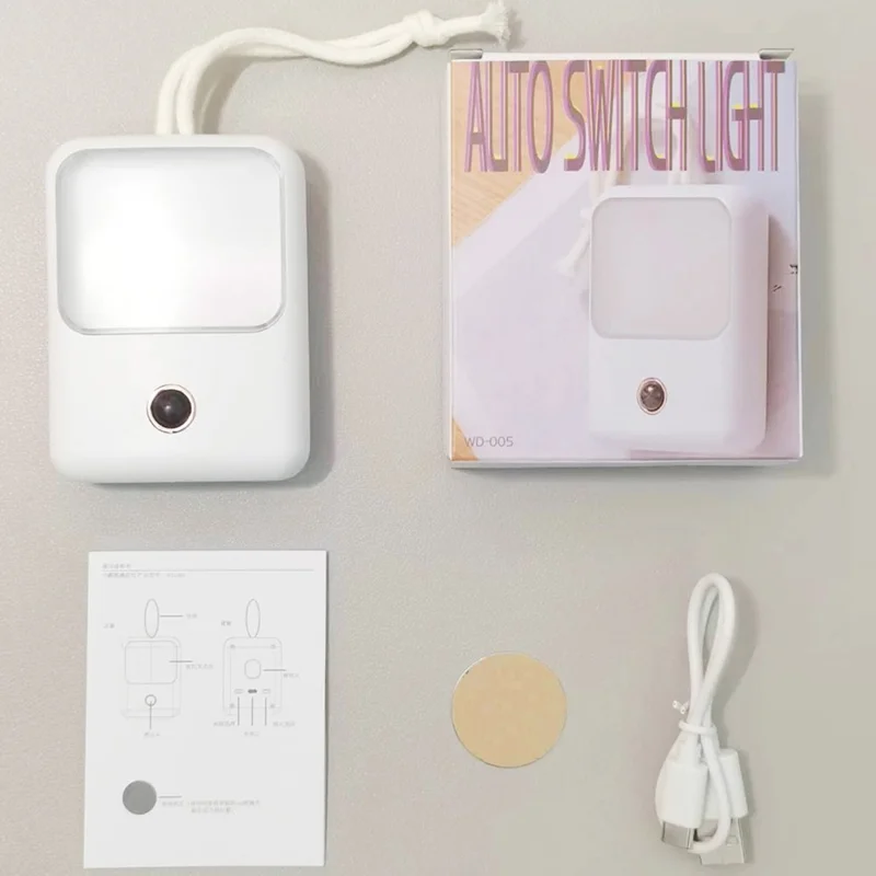 WD-005 Lampe de nuit LED magnétique sans fil avec détecteur de mouvement intelligent pour armoire / escaliers / couloir - Blanc