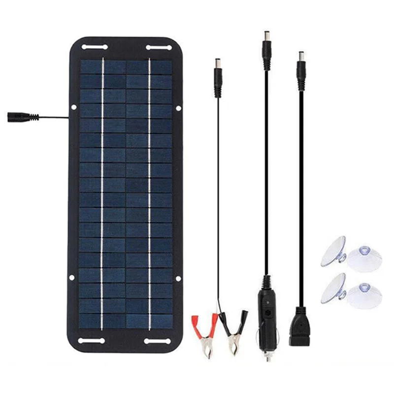 XXP335-125B 6W Polycrystalline Silicon Solar Panel 12V Car Battery Charger Maintainer with USB and DC Output