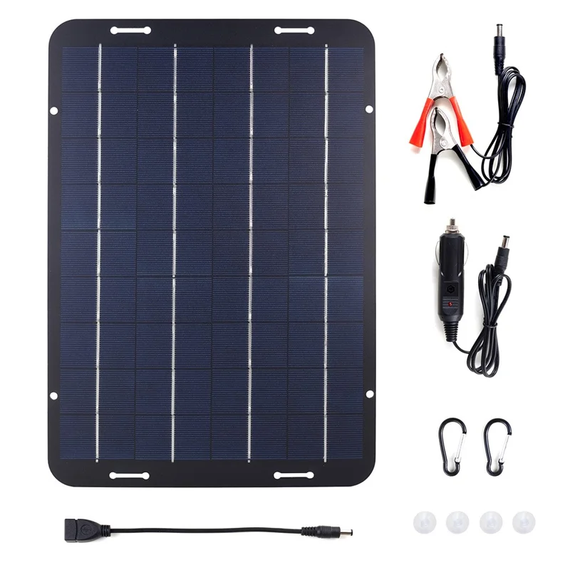 XXP330-230B Pannello Solare Policristallino per Batteria Auto 12W Semi Flessibile Mantenitore con Uscita USB e DC