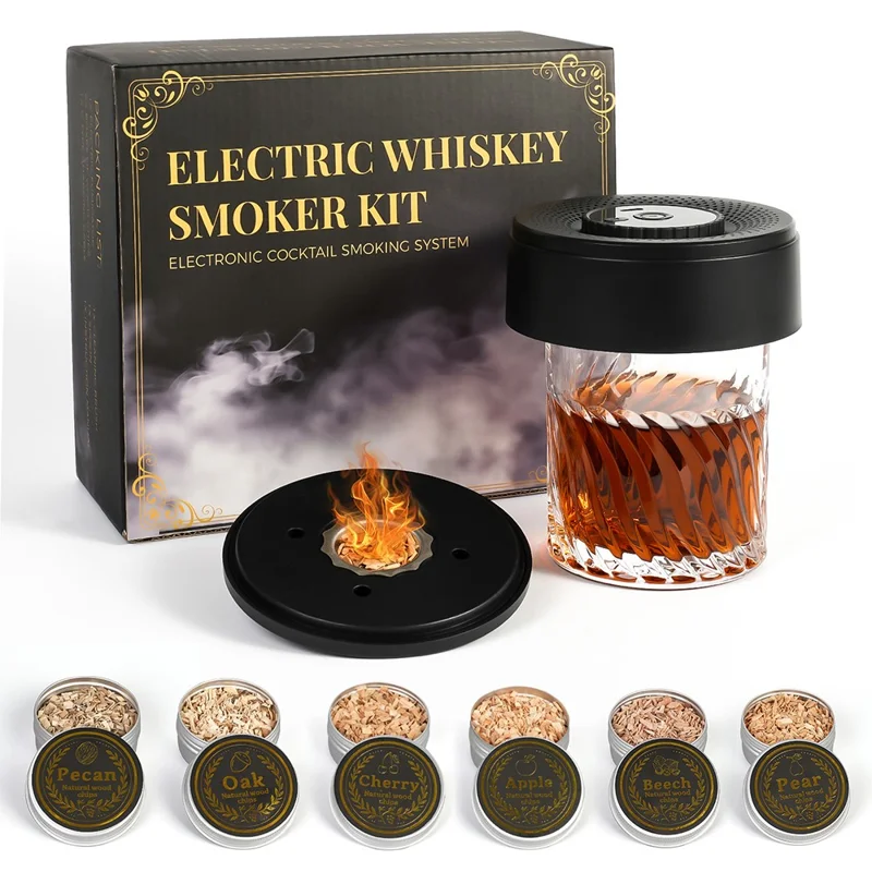 QY-503 Whisky-Champagner Rauch Infuser Elektrischer Cocktail Raucher mit LED-Beleuchtung 4 Modi zur Geschmacksverstärkung von Getränken