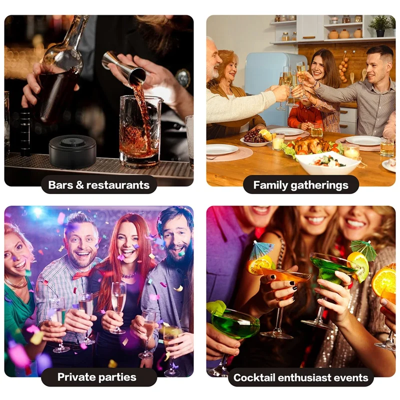 QY-503 Whisky-Champagner Rauch Infuser Elektrischer Cocktail Raucher mit LED-Beleuchtung 4 Modi zur Geschmacksverstärkung von Getränken