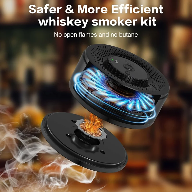 QY-503 Whisky-Champagner Rauch Infuser Elektrischer Cocktail Raucher mit LED-Beleuchtung 4 Modi zur Geschmacksverstärkung von Getränken