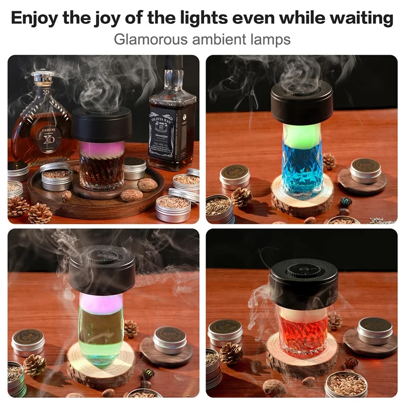 QY-503 Whisky-Champagner Rauch Infuser Elektrischer Cocktail Raucher mit LED-Beleuchtung 4 Modi zur Geschmacksverstärkung von Getränken