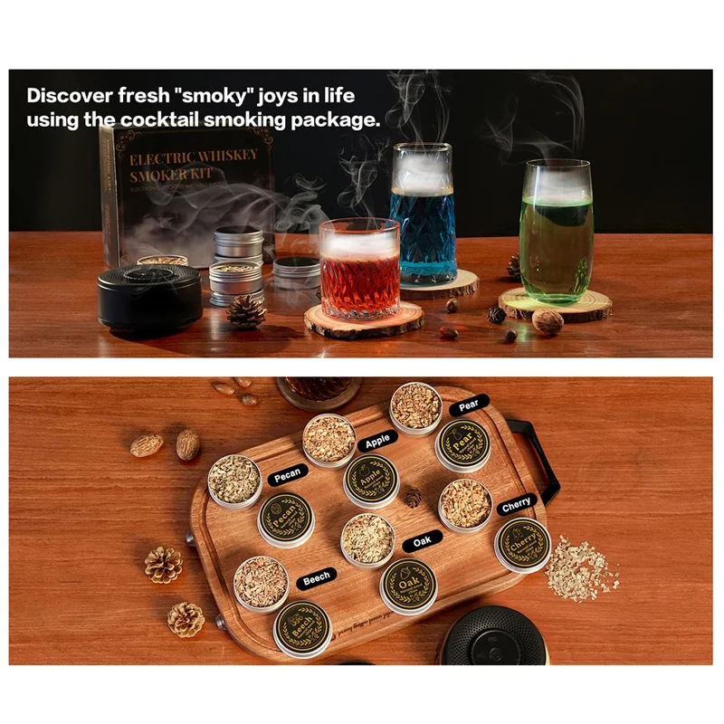 QY-503 Whisky-Champagner Rauch Infuser Elektrischer Cocktail Raucher mit LED-Beleuchtung 4 Modi zur Geschmacksverstärkung von Getränken