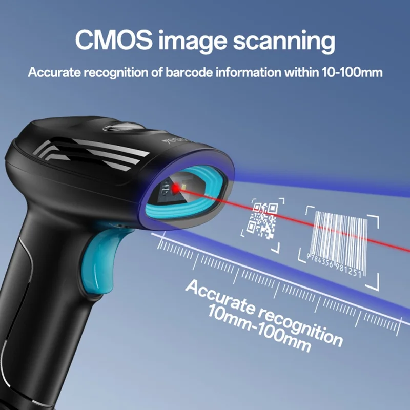 YESIDO EC21 1D 2D Lettore di Codici a Barre Manuale Cablato con Scanner 1,6m per Scansione di Codici