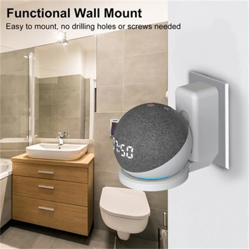Supporto a parete per Amazon Echo Dot (5a generazione) Supporto per altoparlante Organizzatore di prese - Nero