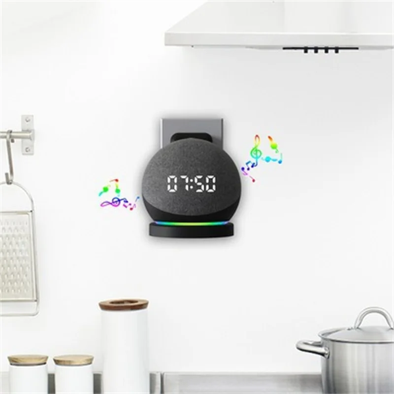 Supporto a parete per Amazon Echo Dot (5a generazione) Supporto per altoparlante Organizzatore di prese - Nero