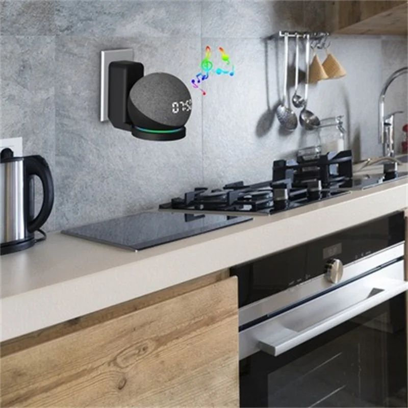 Supporto a parete per Amazon Echo Dot (5a generazione) Supporto per altoparlante Organizzatore di prese - Nero