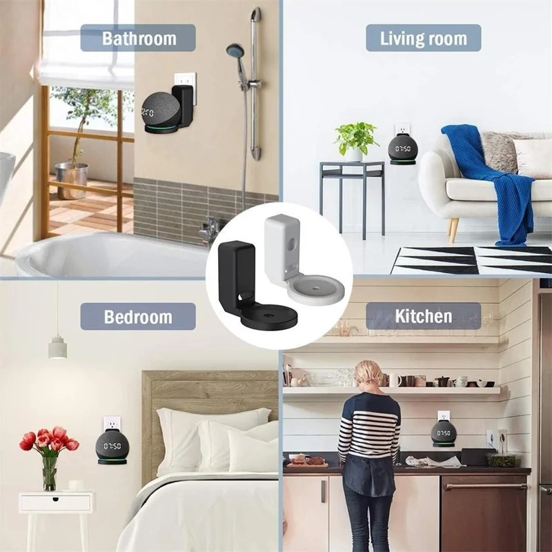 Wall Mount Bracket for Amazon Echo Dot (5th Gen) Speaker Holder Socket Organizer - White
