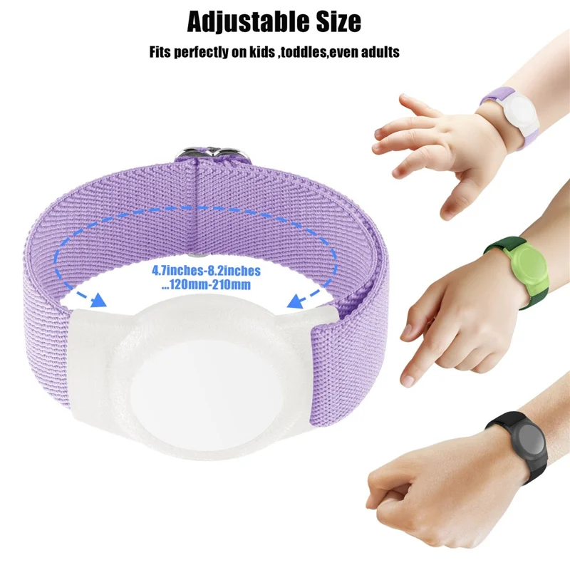 Für AirTag Schutzhülle Smarter Tracker Nylon Elastisches Armband mit Vorder- / Rückseite Schutzfolie - Schwarz