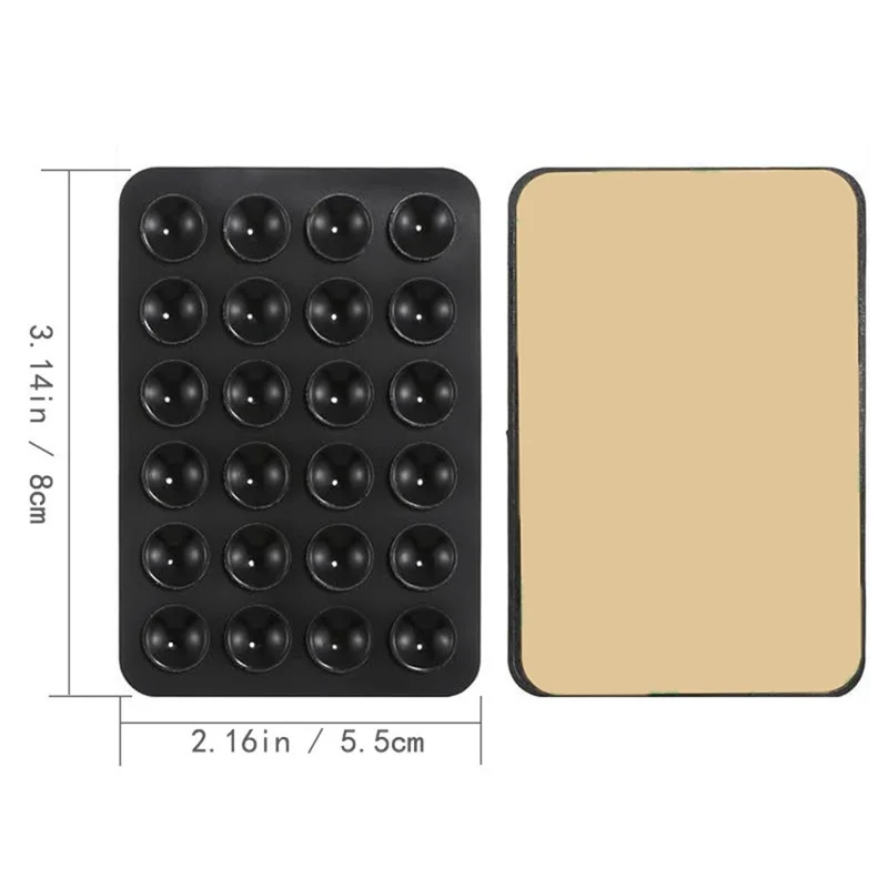 Support de téléphone à forte adhérence avec ventouse en silicone, pad adhésif carré de 40 grains - Noir