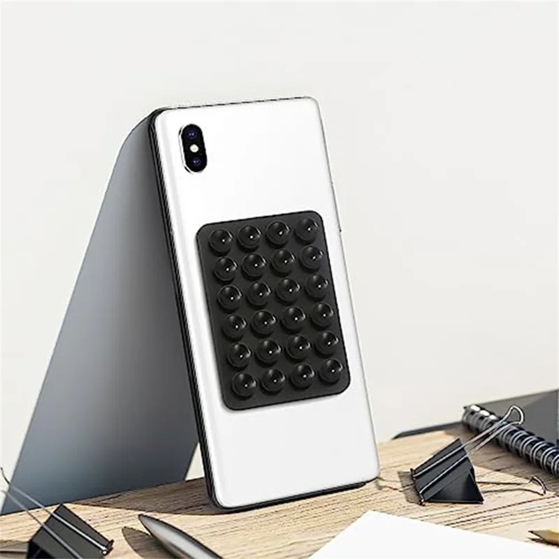 Support de téléphone à forte adhérence avec ventouse en silicone, pad adhésif carré de 40 grains - Noir