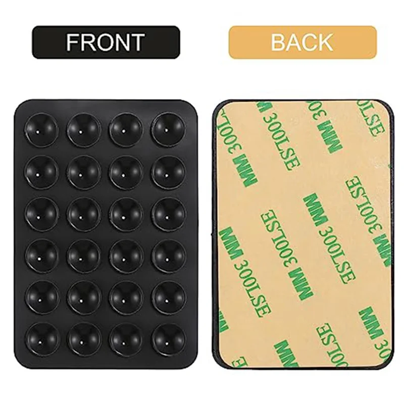 Support de téléphone à forte adhérence avec ventouse en silicone, pad adhésif carré de 40 grains - Noir