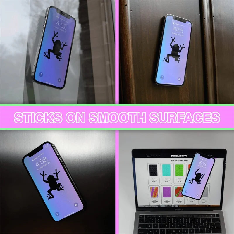 Support de téléphone à forte adhérence avec ventouse en silicone, pad adhésif carré de 40 grains - Noir