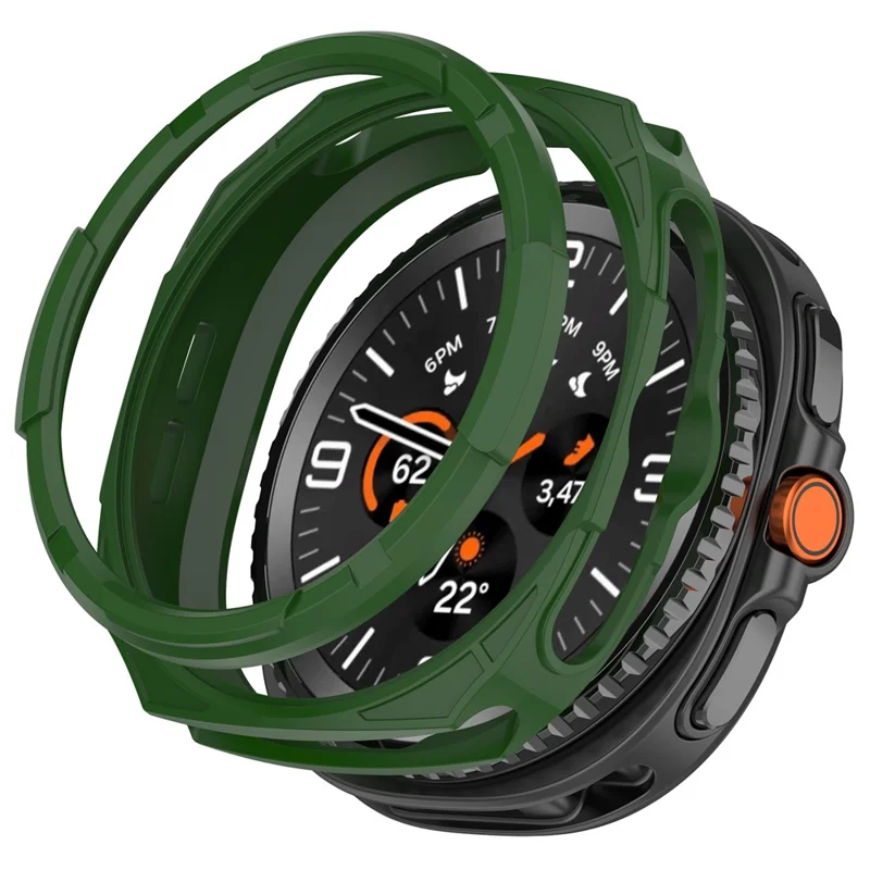 TPU Case for Samsung Galaxy Watch8 Classic 46mm Hollow Design Protective Watch Cover with Ring Shell - Green