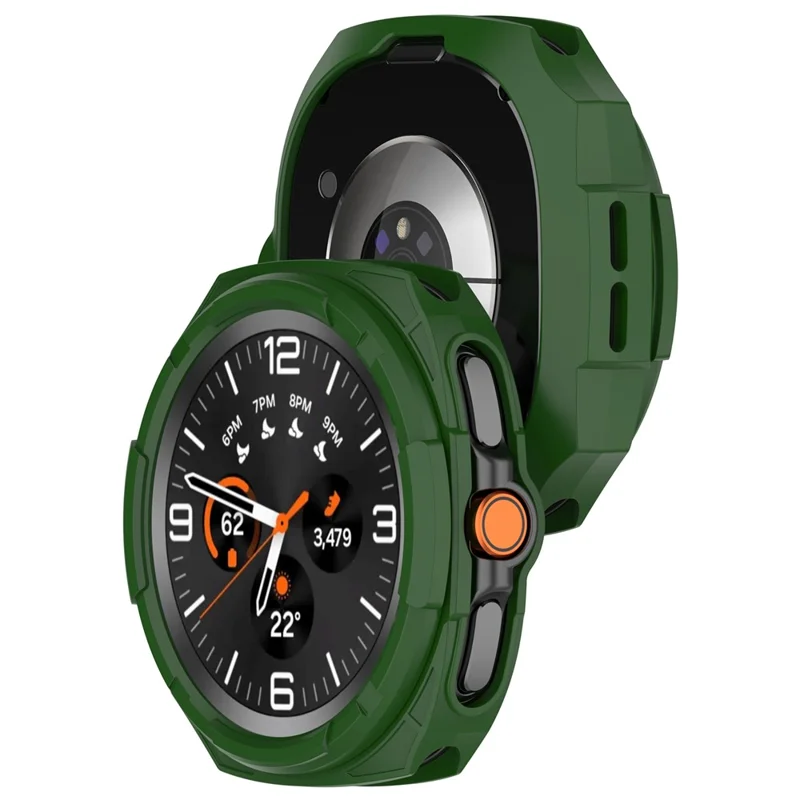 TPU Case for Samsung Galaxy Watch8 Classic 46mm Hollow Design Protective Watch Cover with Ring Shell - Green
