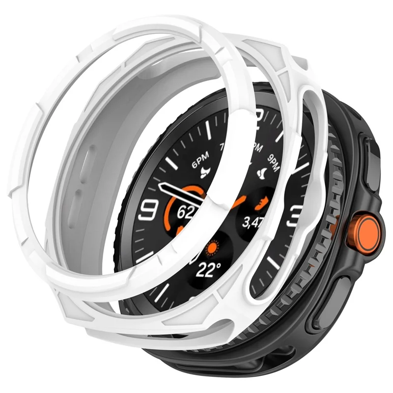 Custodia in TPU per Samsung Galaxy Watch Ultra 2 / Watch8 Classic 47 mm Custodia protettiva con design traforato e anello - Bianco