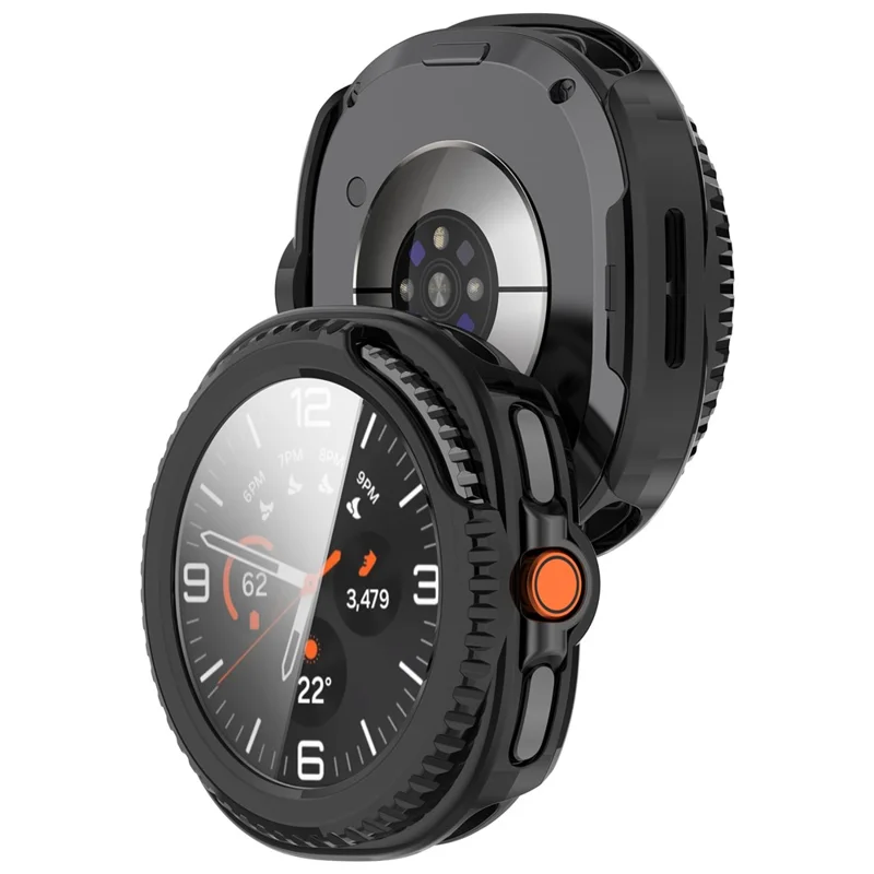 Capa para Samsung Galaxy Watch Ultra 2 / Watch8 Classic 47mm com Protetor Integrado de Vidro Temperado e PC - Preto
