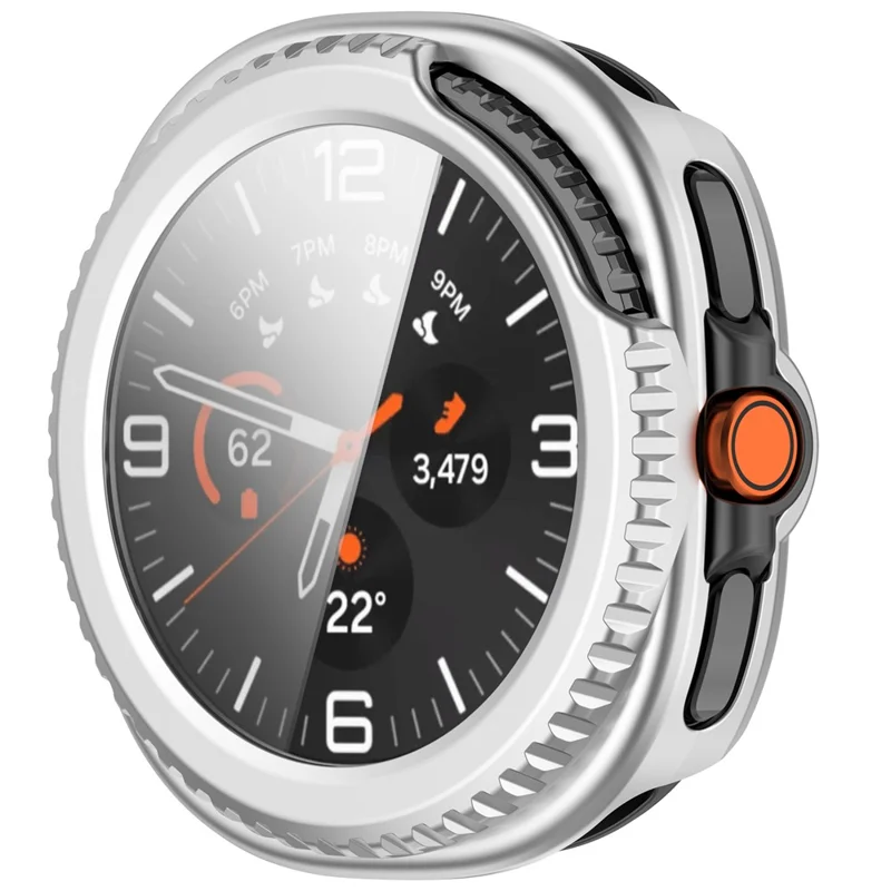 For Samsung Galaxy Watch8 Classic 46mm Case Cover PC + Tempered Glass Integrated Watch Protector - Matte Silver