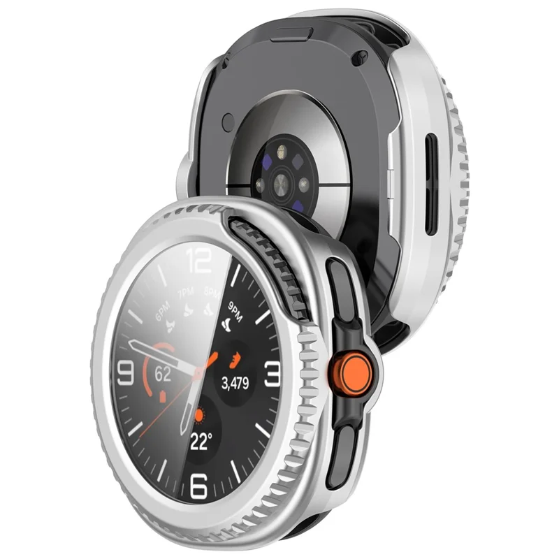 For Samsung Galaxy Watch8 Classic 46mm Case Cover PC + Tempered Glass Integrated Watch Protector - Matte Silver