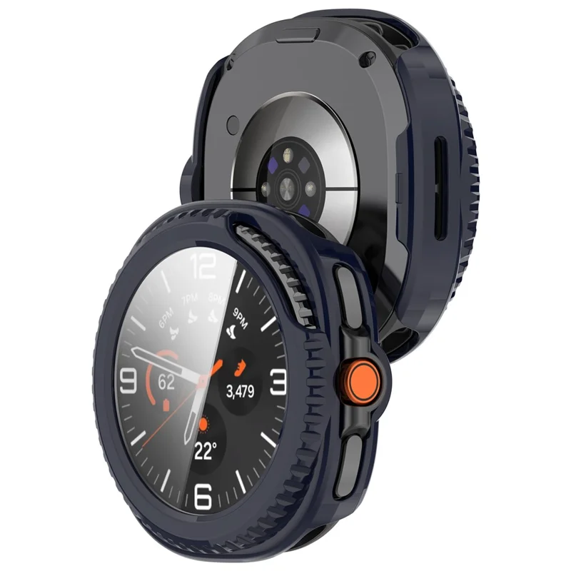Чехол для Samsung Galaxy Watch Ultra 2 / Watch8 Classic 47мм с интегрированным стеклянным протектором из ПК и закаленного стекла - Темно-синий