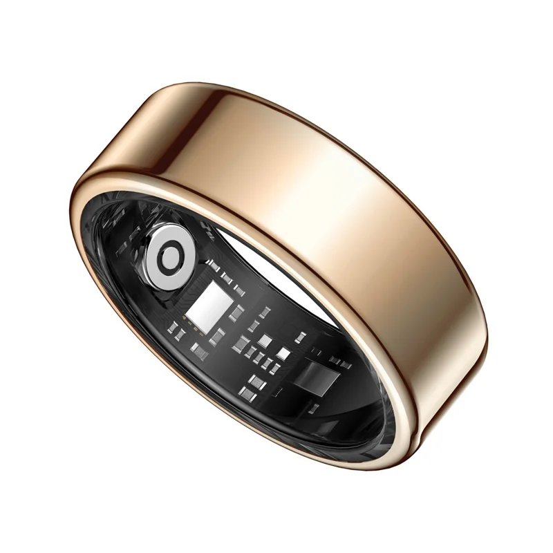 SY02 Solid Color Smart Ring Multifunction Sleep Tracker Blood Oxygen Heart Rate Monitor, with Charging Case - Rose Gold / Size 11