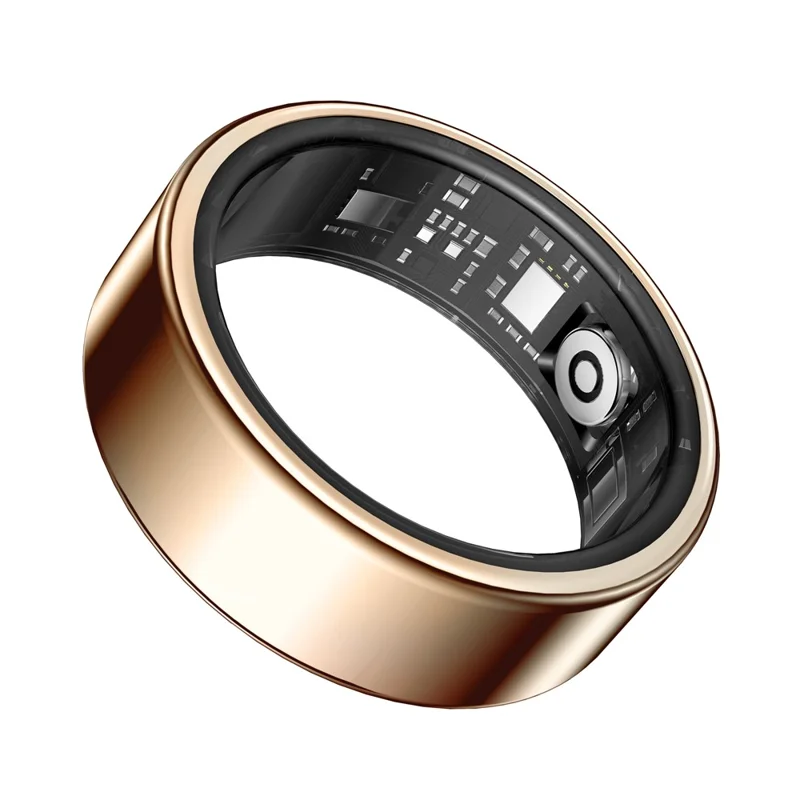 SY02 Solid Color Smart Ring Multifunction Sleep Tracker Blood Oxygen Heart Rate Monitor, with Charging Case - Rose Gold / Size 11