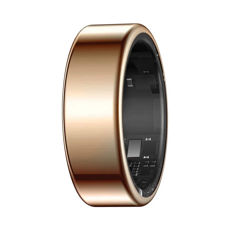 SY02 Solid Color Smart Ring Multifunction Sleep Tracker Blood Oxygen Heart Rate Monitor, with Charging Case - Rose Gold / Size 11