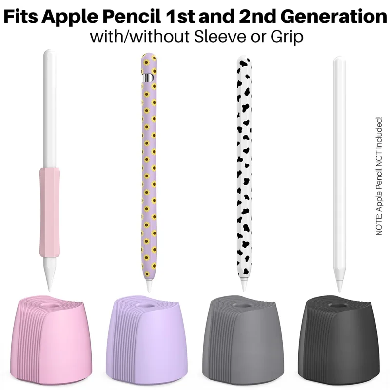 AHASTYLE LC04 Silicone Stand for Apple Pencil (USB-C) / Pencil (2nd Generation) / Pencil (1st Generation) Stylus Holder Charging Base - Black