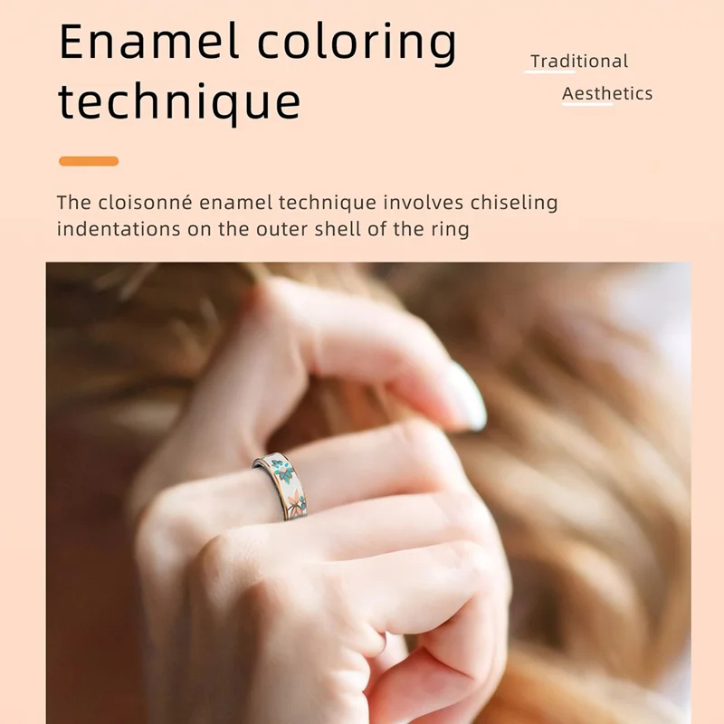 Bague intelligente en émail R18 étanche Moniteur de fréquence cardiaque et d'oxygène sanguin, Tracker de fitness avec étui de charge - Taille 7