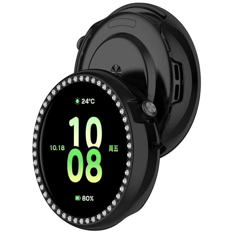 IVY-B39 For Honor Watch Fit Vitality Edition PC Watch Case Rhinestone Decor Hollow Protective Cover - Electroplating Black