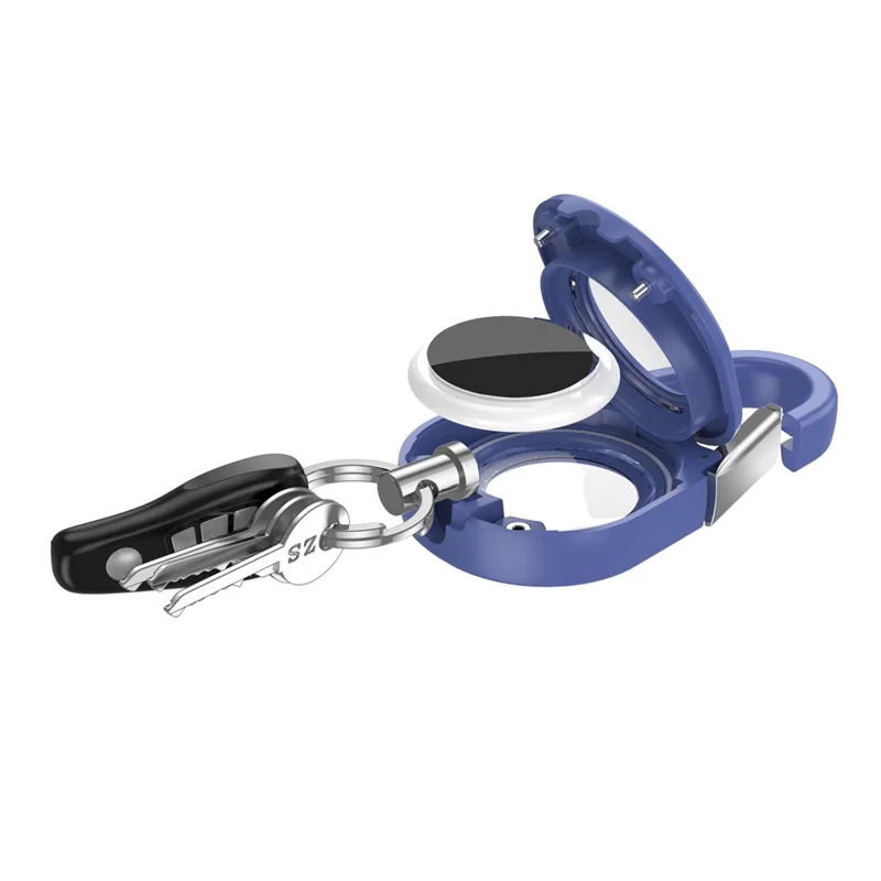cp51 For Apple AirTag Anti Lost Tracker Case with Carabiner Outdoor Climbing Hook Plastic Protective Cover - Blue