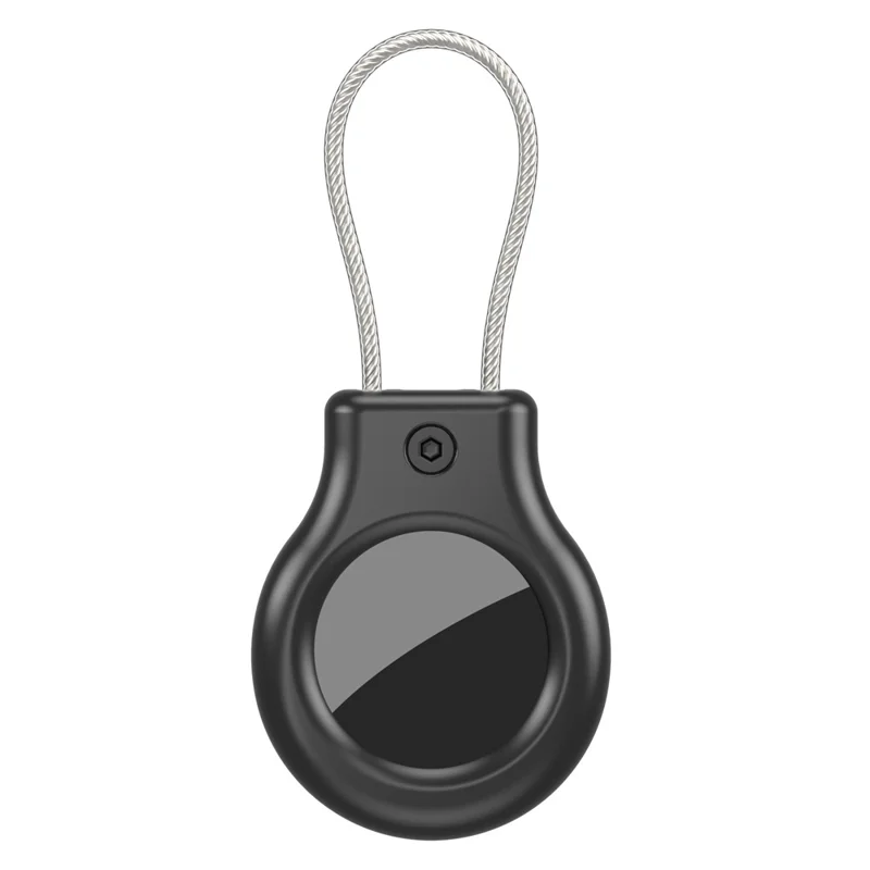 CM01 Pour Apple AirTag Étui de Protection Magnétique Antichoc en Alliage avec Fil en Acier Inoxydable - Noir