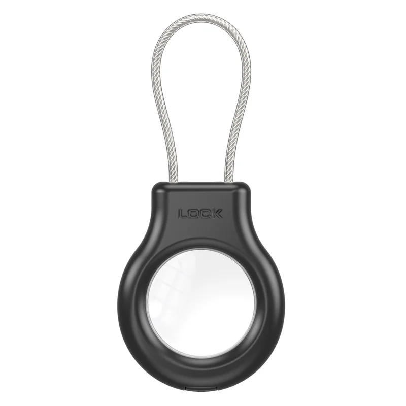CM01 Pour Apple AirTag Étui de Protection Magnétique Antichoc en Alliage avec Fil en Acier Inoxydable - Noir