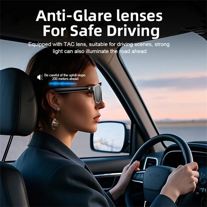 A11 AI Smart Bluetooth-compatible Glasses Multi Language Translation Video Call Cycling Sunglasses - Silver