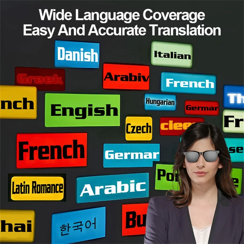 A11 AI Smart Bluetooth-compatible Glasses Multi Language Translation Video Call Cycling Sunglasses - Silver