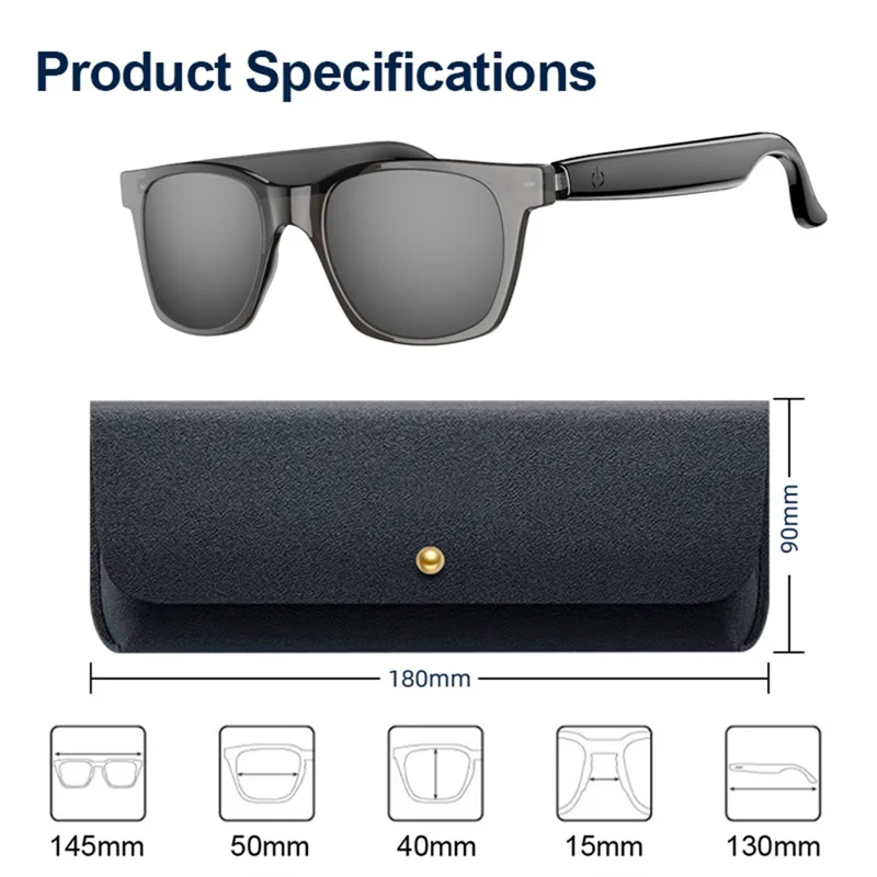 A11 AI Smart Bluetooth-compatible Glasses Multi Language Translation Video Call Cycling Sunglasses - Silver