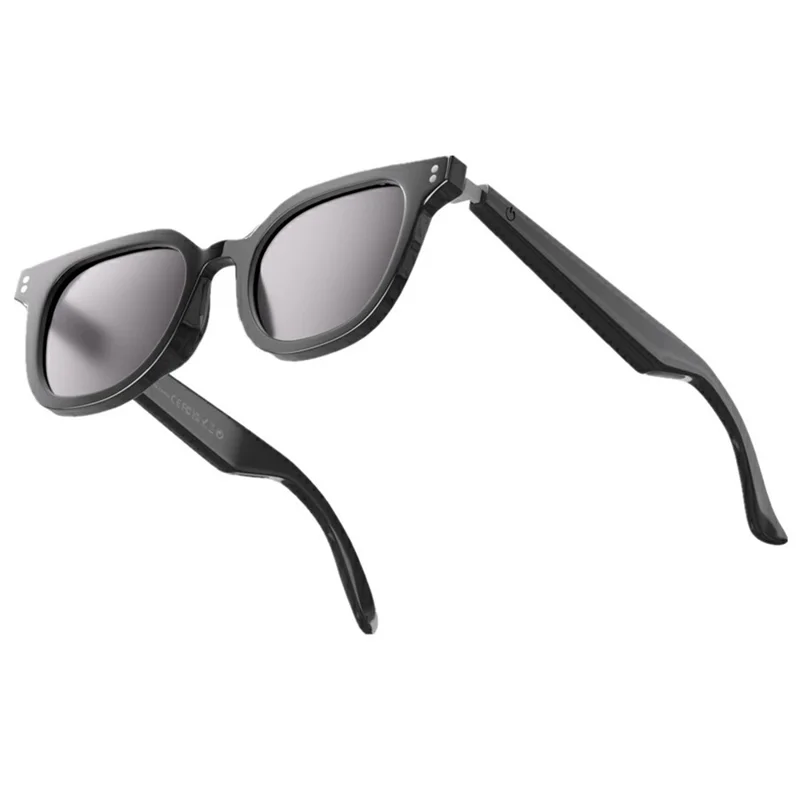 A12 Smart AI Real Time Translation Bluetooth-compatible Glasses Open Ear Music Sunglasses - Bright Black+Grey