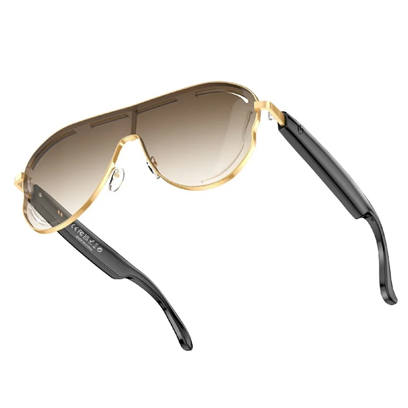 A17 Stainless Steel Large Frame Smart Glasses AI Translation Bluetooth-compatible Audio Sunglasses - Gold