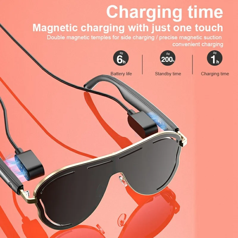 A17 Stainless Steel Large Frame Smart Glasses AI Translation Bluetooth-compatible Audio Sunglasses - Gold